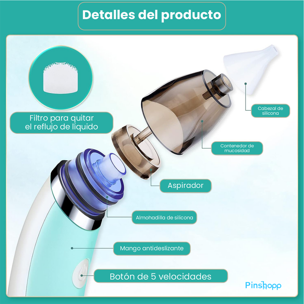 Aspirador Nasal Para Bebés Limpiador Eléctrico De Nariz